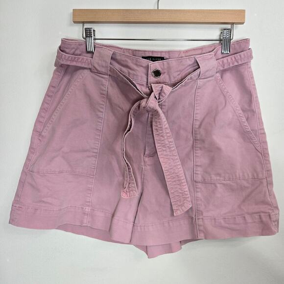 TED BAKER OWTIS Pink Owtis Relaxed-fit High-rise Cotton-blend Utility Shorts 4 - Picture 4 of 12